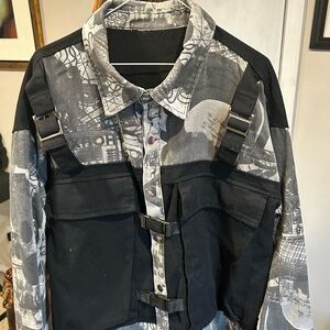 Men's Black and Gray Graphic Jacket